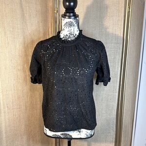 Madewell Sz S Black Eyelet Women's Top